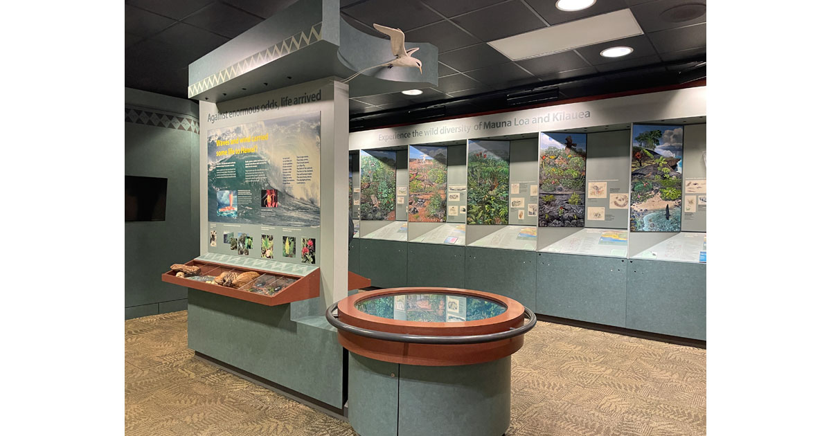 Exhibits at Kilauea Visitor Center at Hawaii Volcanoes National Park