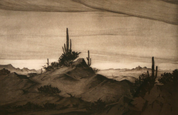 Gerry Pierce - desert dry point etching CCA