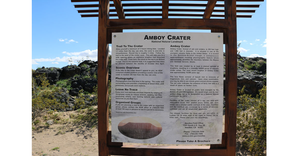 Amboy Crater Trail Sign