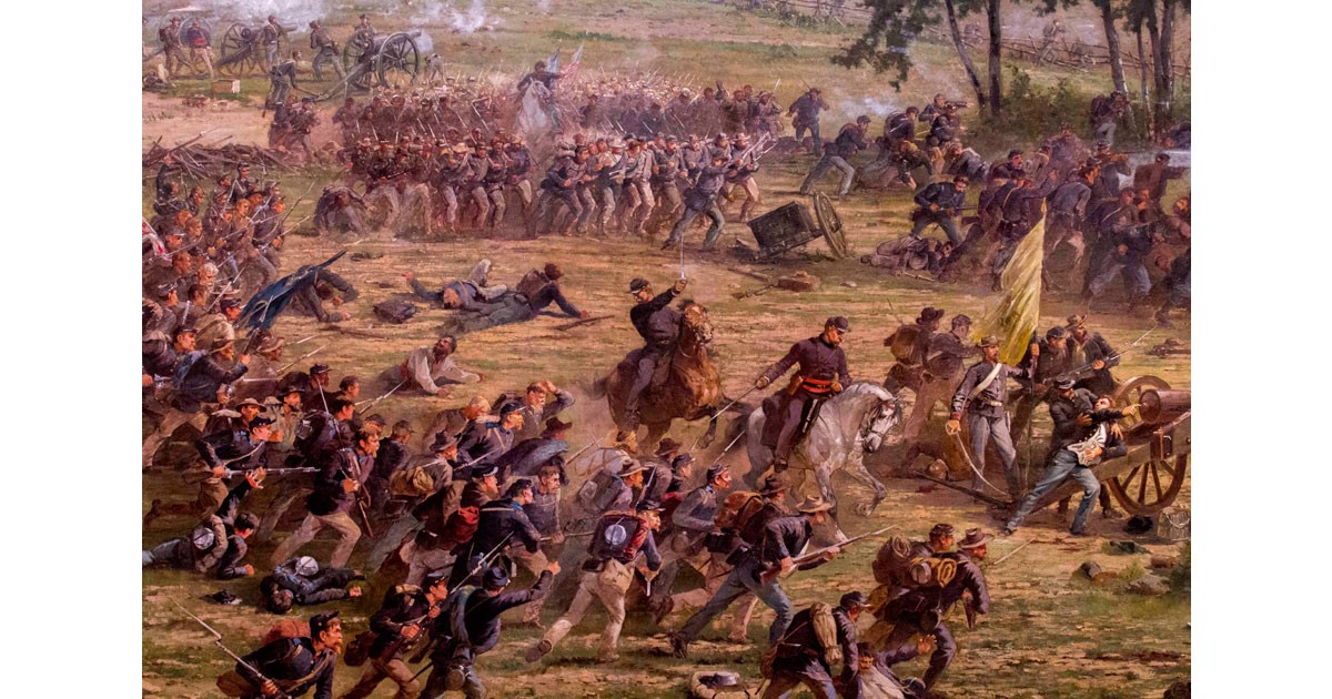 Gettysburg Cyclorama - Gen. Alexander Webb leads the Union attack