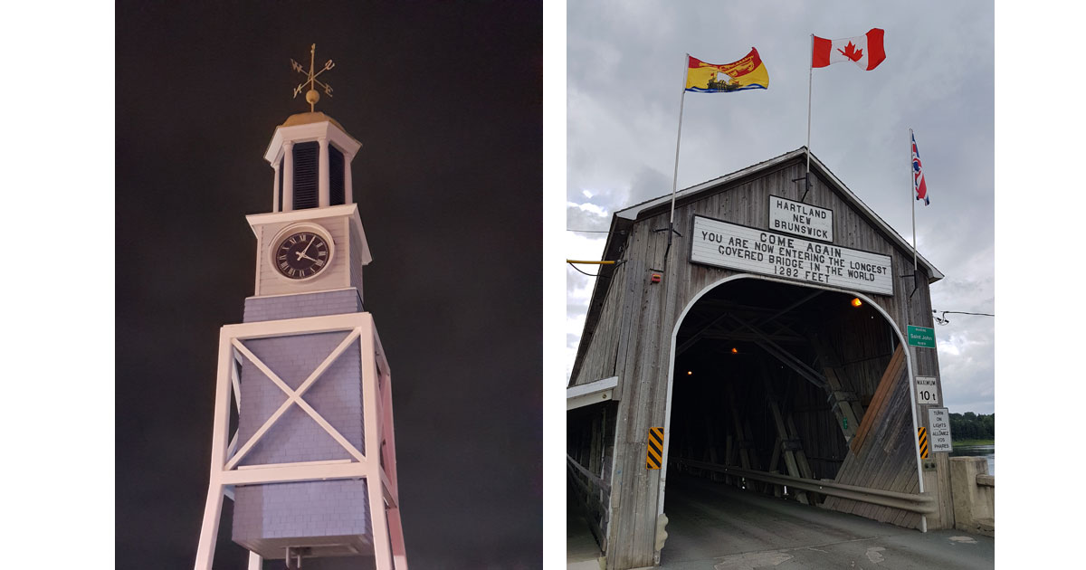 Halifax dockside clock, 1772 and the longest covered bridge in the world.