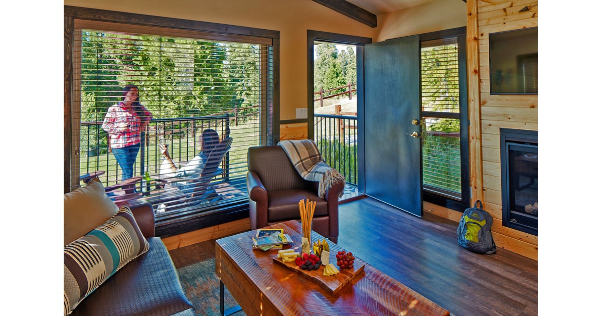 Cabin Living  - Room & Porch View  - Courtesy Tenaya Lodge