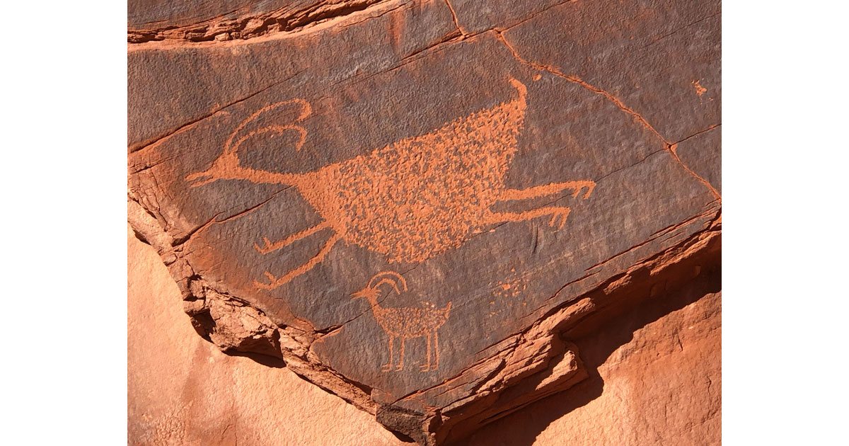 Anasazi petroglyph of Bighorn Sheep